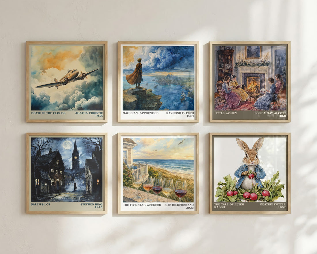 The Five-Star Weekend literary art print colour and style options – Elin Hilderbrand book art (mockup)