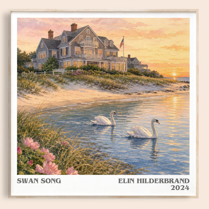 Swan Song literary book poster by Elin Hilderbrand – framed literary art print