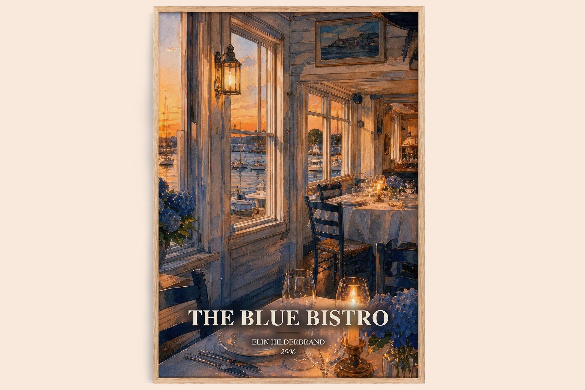 The Blue Bistro Book Watercolour Illustration by Elin Hilderbrand