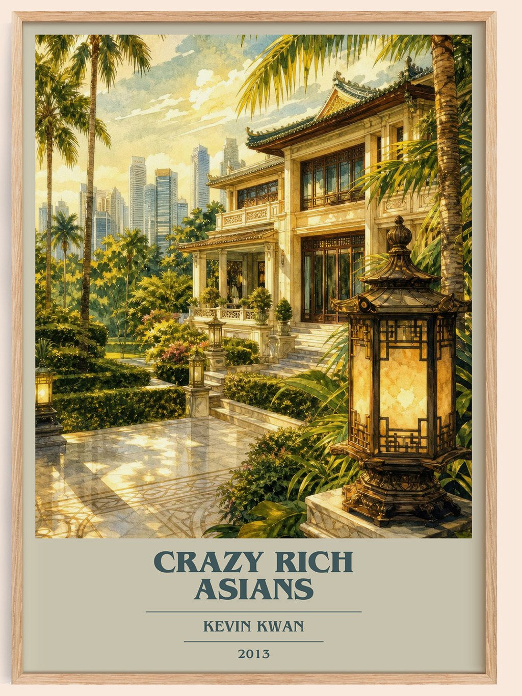 Crazy Rich Asians book cover book poster by Kevin Kwan – framed literary art print