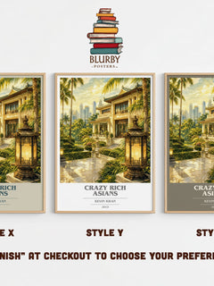 Crazy Rich Asians book cover print in frame leaning in hallway – contemporary fiction wall art