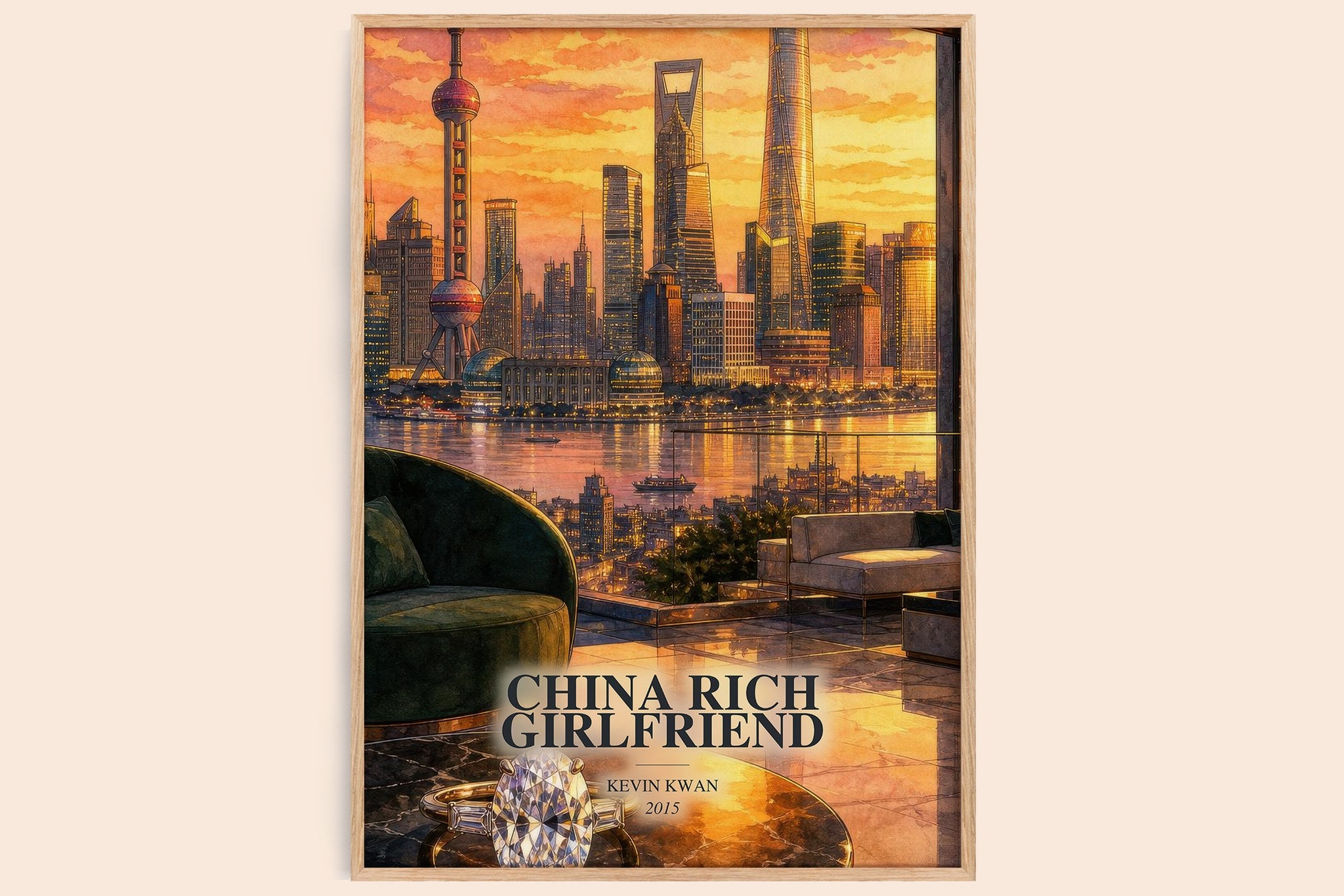 China Rich Girlfriend Book Watercolour Illustration by Kevin Kwan