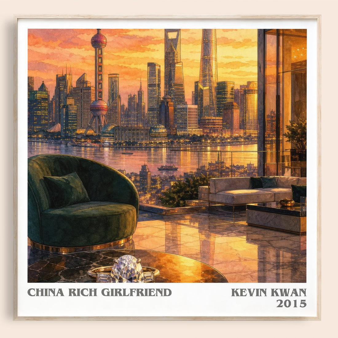 China Rich Girlfriend literary book poster by Kevin Kwan – framed literary art print
