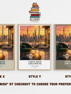 China Rich Girlfriend book cover print in frame leaning in hallway – contemporary fiction wall art