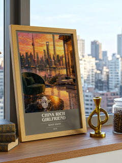 China Rich Girlfriend book cover print framed by window – literary home decor