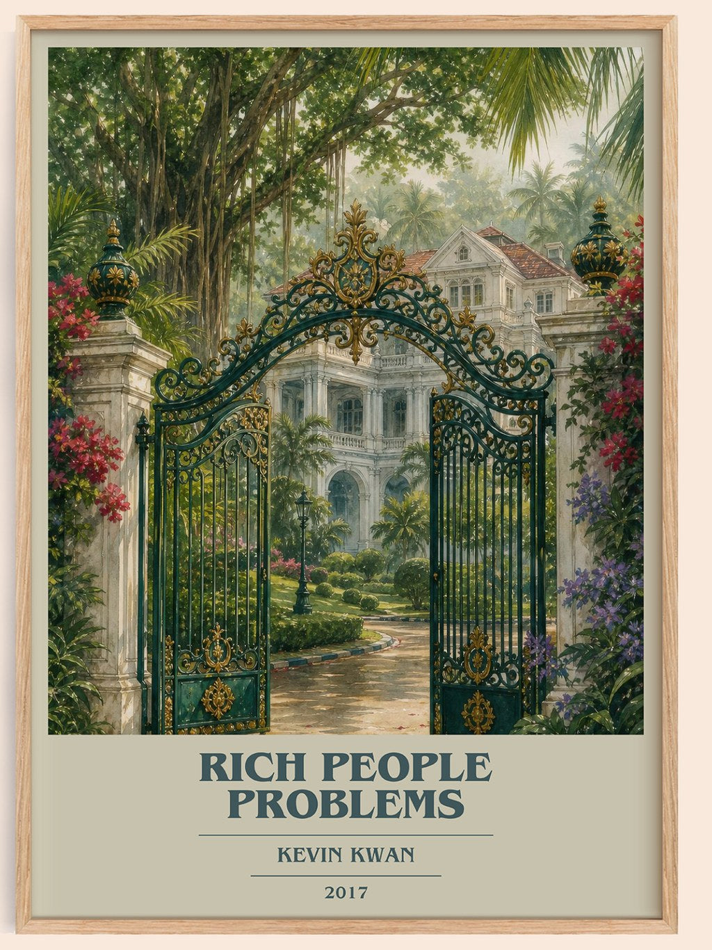 Rich People Problems book cover book poster by Kevin Kwan – framed literary art print