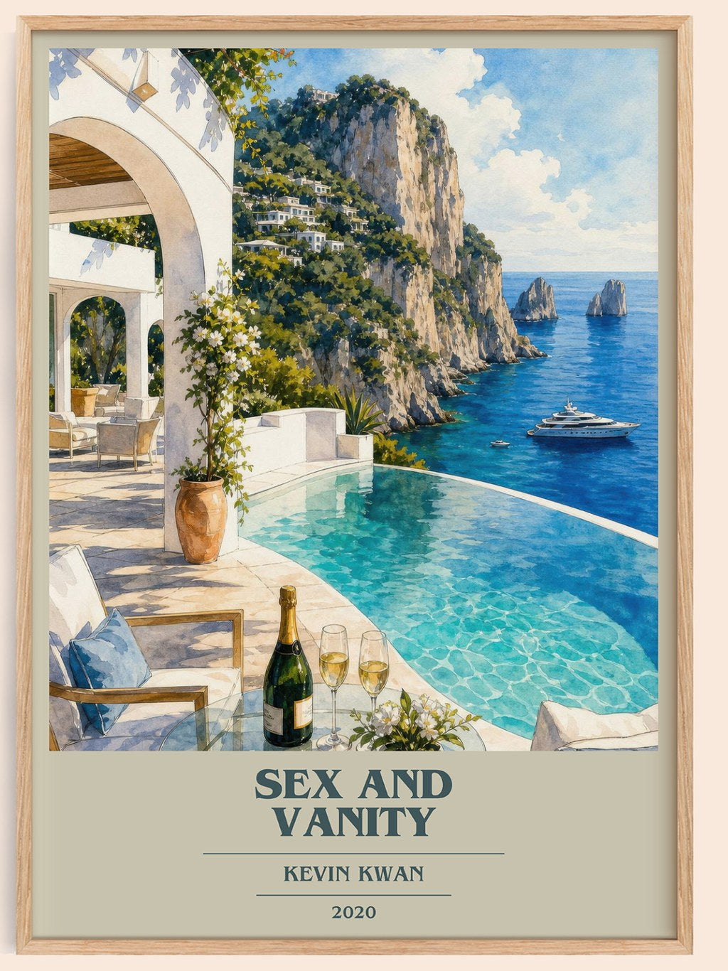 Sex and Vanity book cover book poster by Kevin Kwan – framed literary art print