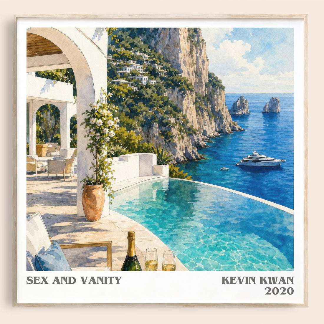Sex and Vanity literary book poster by Kevin Kwan – framed literary art print