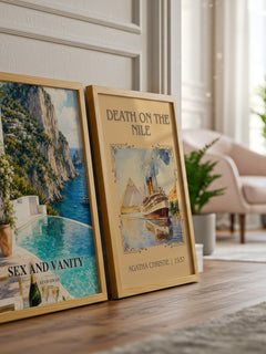 Sex and Vanity watercolour print framed by window – literary home decor