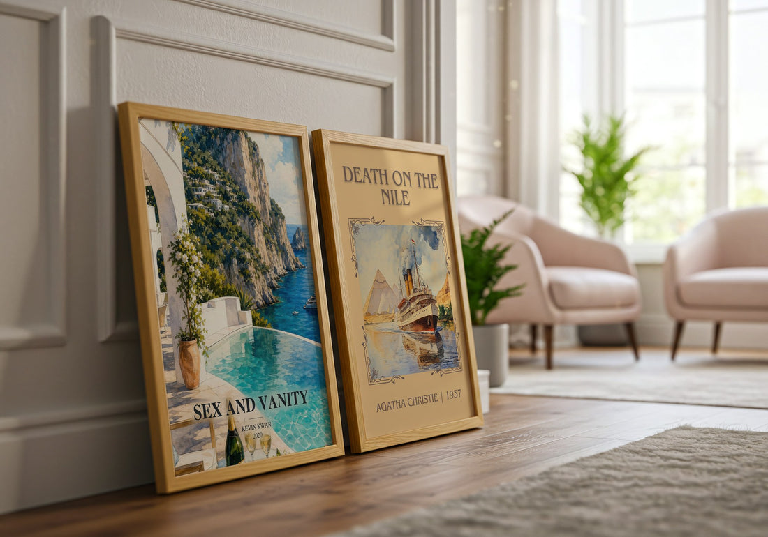 Sex and Vanity watercolour print framed by window – literary home decor