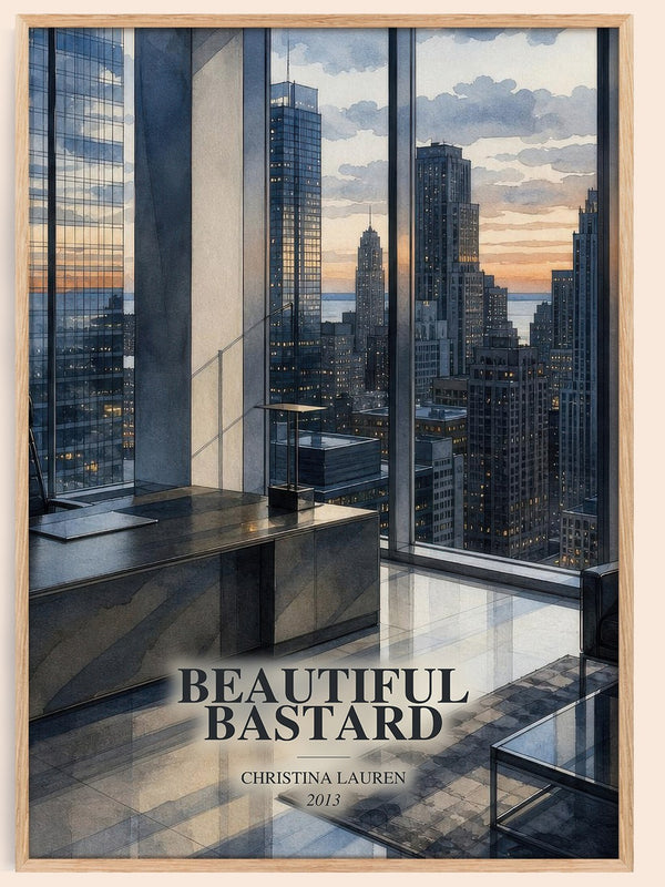 Beautiful Bastard watercolour book poster by Christina Lauren – framed literary art print