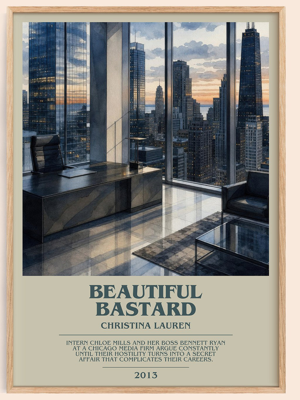 Beautiful Bastard bookish book poster by Christina Lauren – framed literary art print