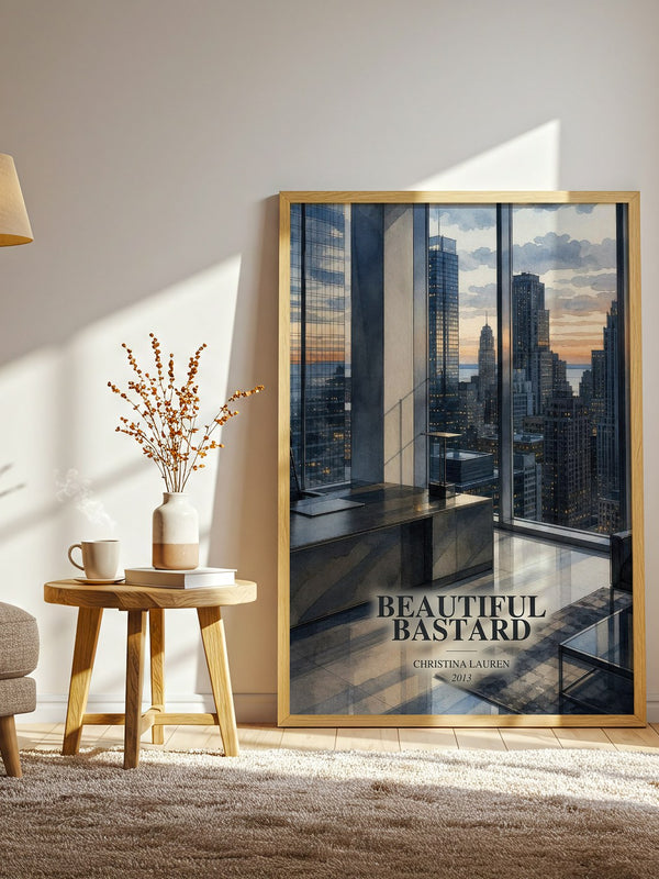 Beautiful Bastard watercolour print in frame leaning in hallway – romance wall art