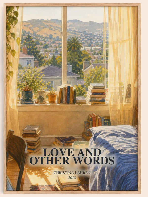 Love and Other Words watercolour book poster by Christina Lauren – framed literary art print