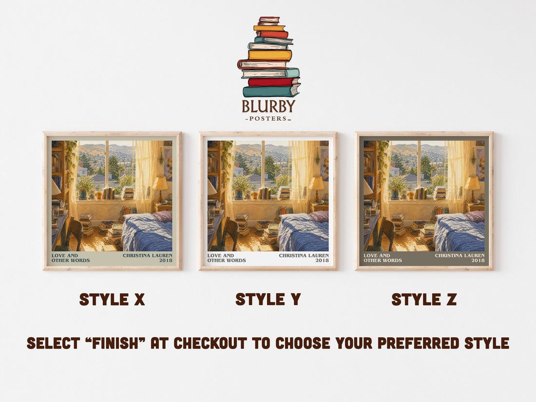 Love and Other Words literary print in frame leaning in hallway – romance wall art (mockup)