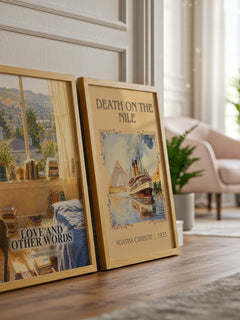 Love and Other Words watercolour print framed by window – literary home decor