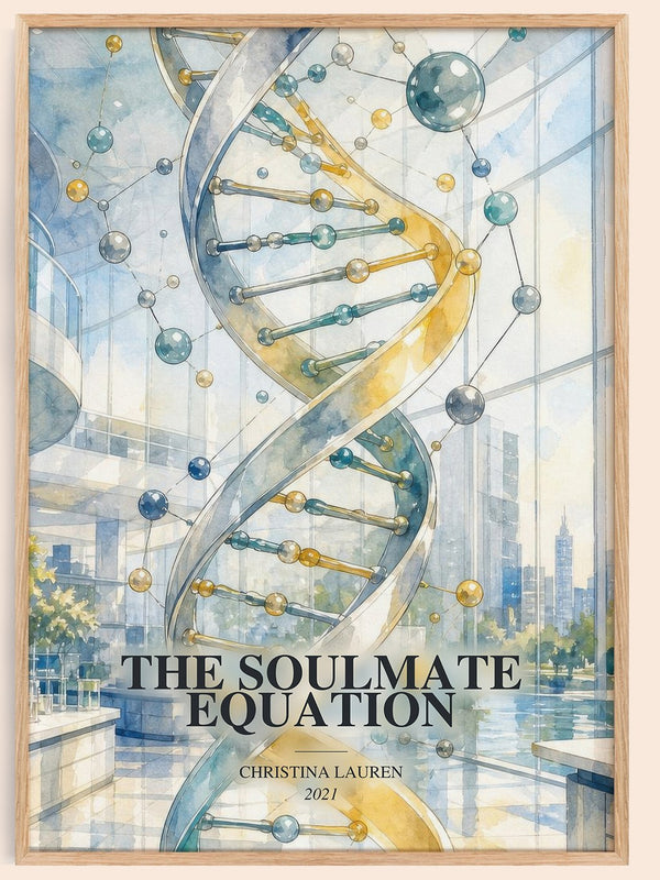 The Soulmate Equation watercolour book poster by Christina Lauren – framed literary art print