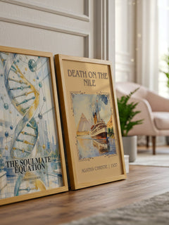 The Soulmate Equation watercolour print framed by window – literary home decor