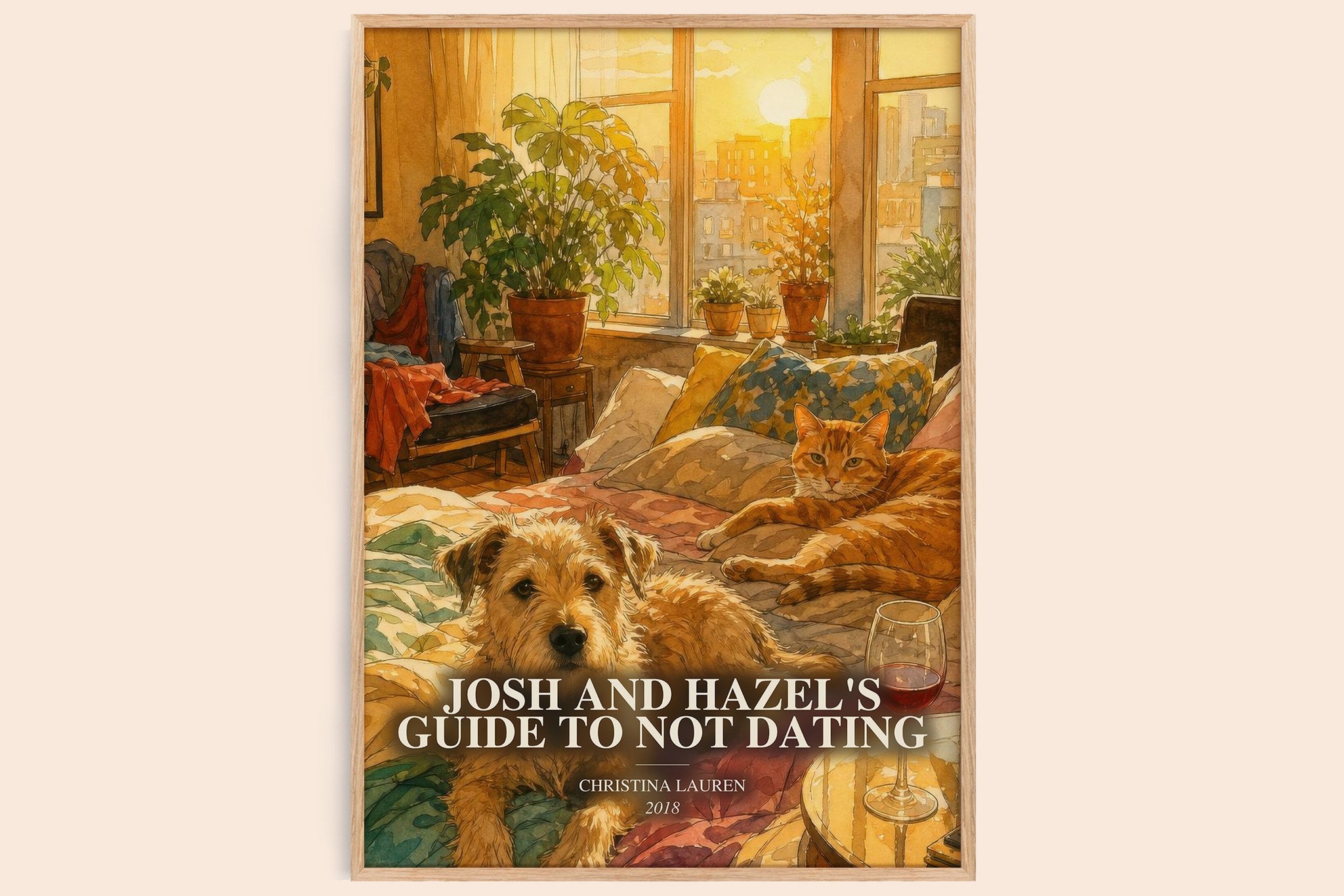 Josh and Hazel's Guide to Not Dating Book Watercolour Illustration by Christina Lauren