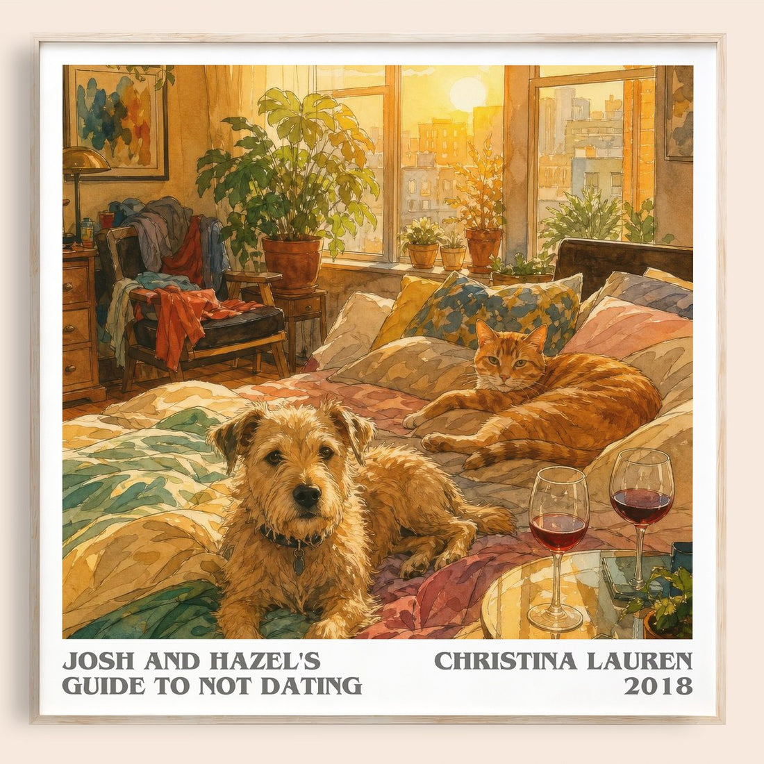 Josh and Hazel's Guide to Not Dating literary book poster by Christina Lauren – framed literary art print