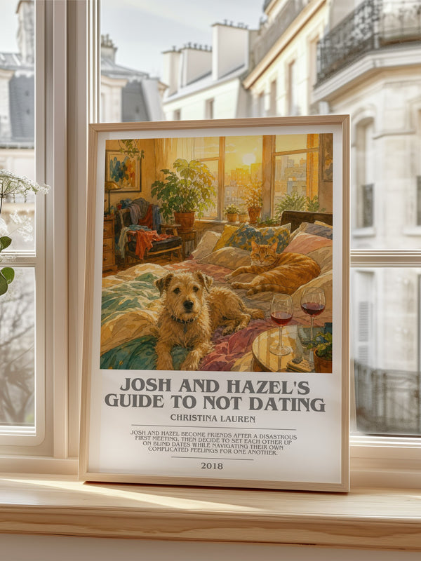 Josh and Hazel's Guide to Not Dating bookish poster colour and style options – Christina Lauren book art