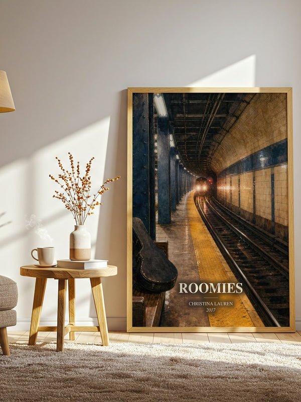 Roomies watercolour print in frame leaning in hallway – romance wall art