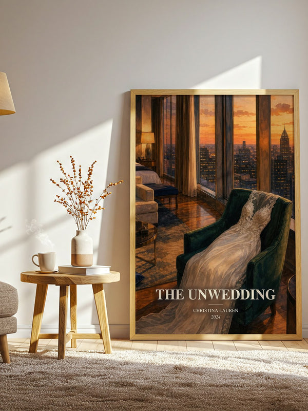 The Unwedding watercolour print in frame leaning in hallway – romance wall art