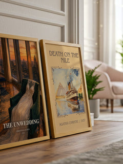 The Unwedding watercolour print framed by window – literary home decor
