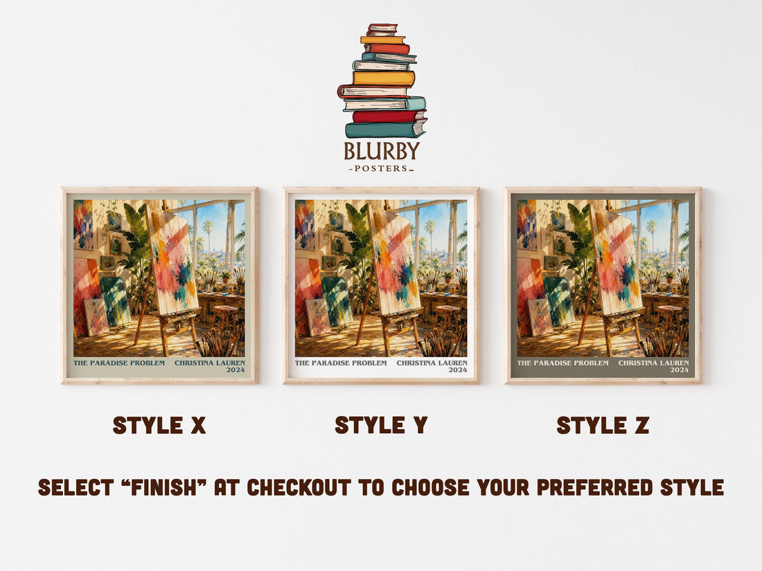 The Paradise Problem literary print in frame leaning in hallway – romance wall art (mockup)
