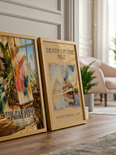 The Paradise Problem watercolour print framed by window – literary home decor