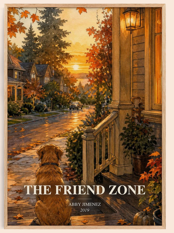 The Friend Zone watercolour book poster by Abby Jimenez – framed literary art print