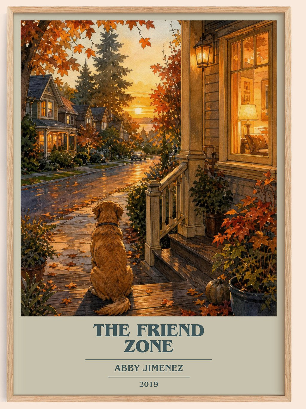 The Friend Zone book cover book poster by Abby Jimenez – framed literary art print