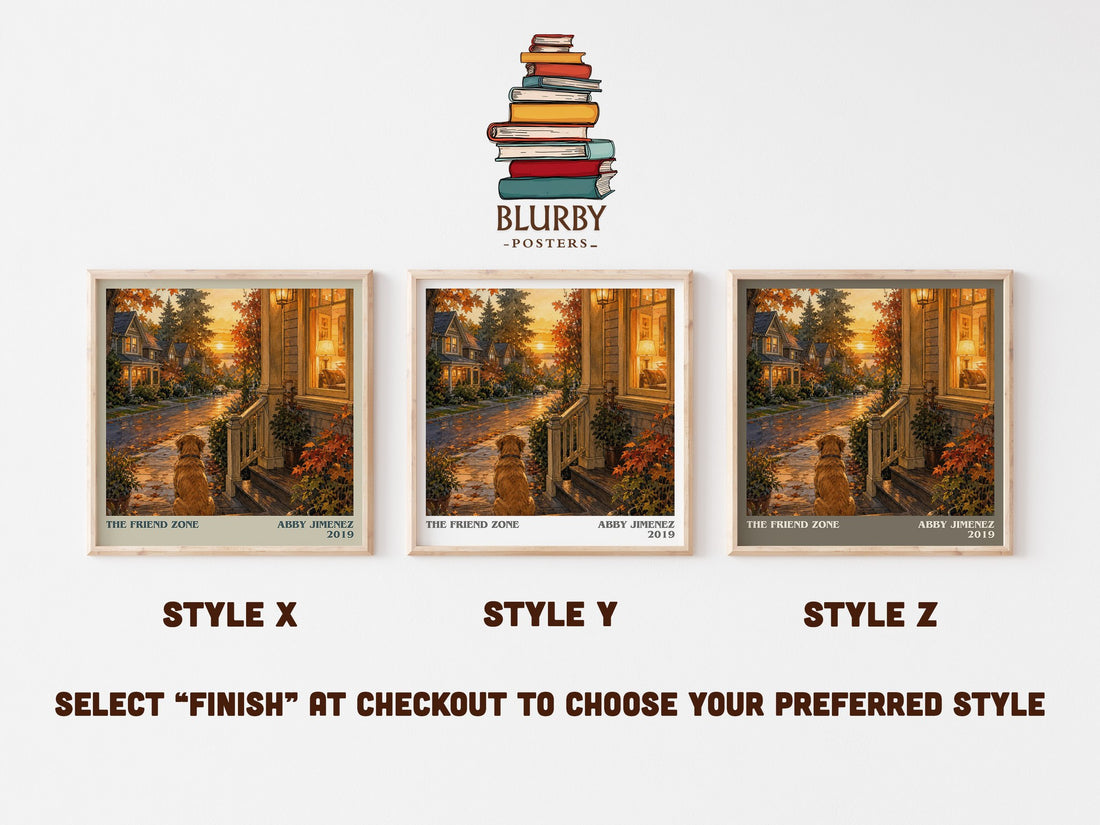 The Friend Zone literary print in frame leaning in hallway – romance wall art (mockup)