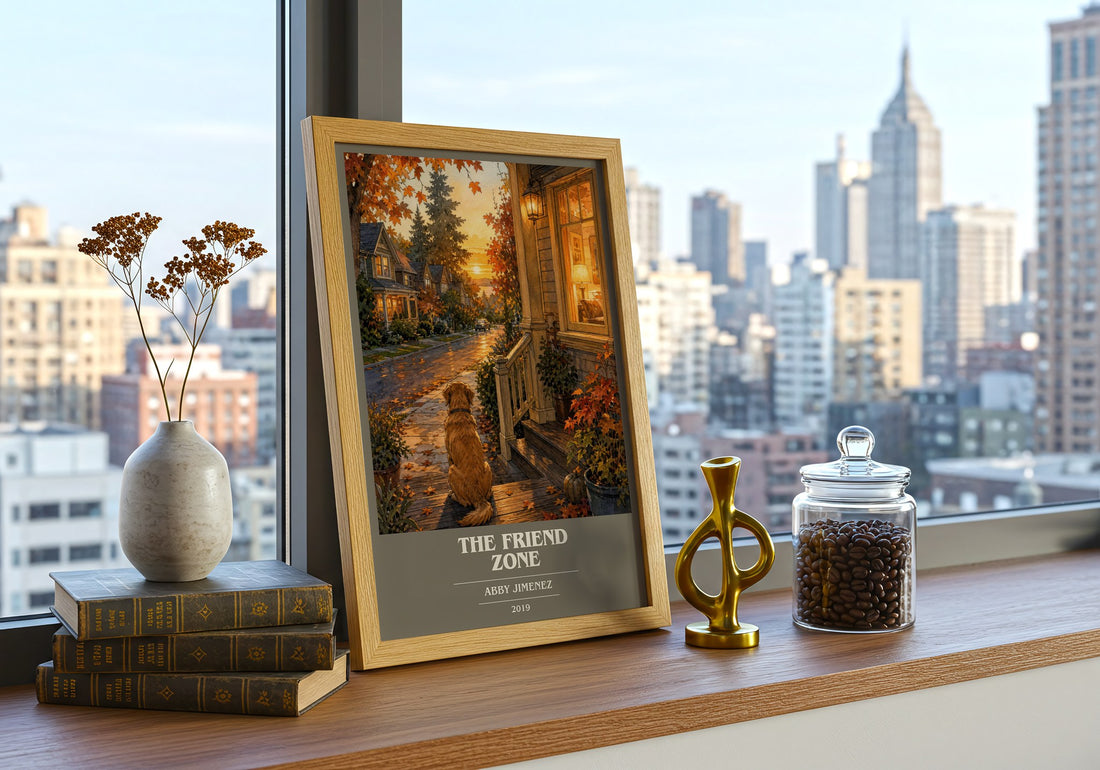 The Friend Zone book cover print framed by window – literary home decor