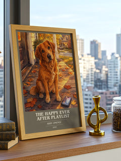 The Happy Ever After Playlist book cover print framed by window – literary home decor