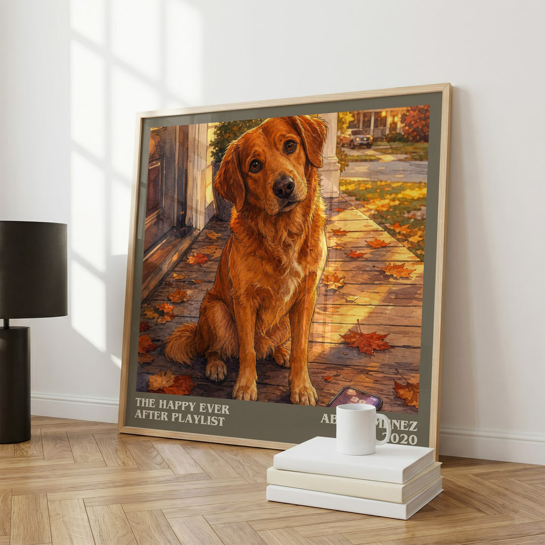 The Happy Ever After Playlist literary print framed by window – literary home decor