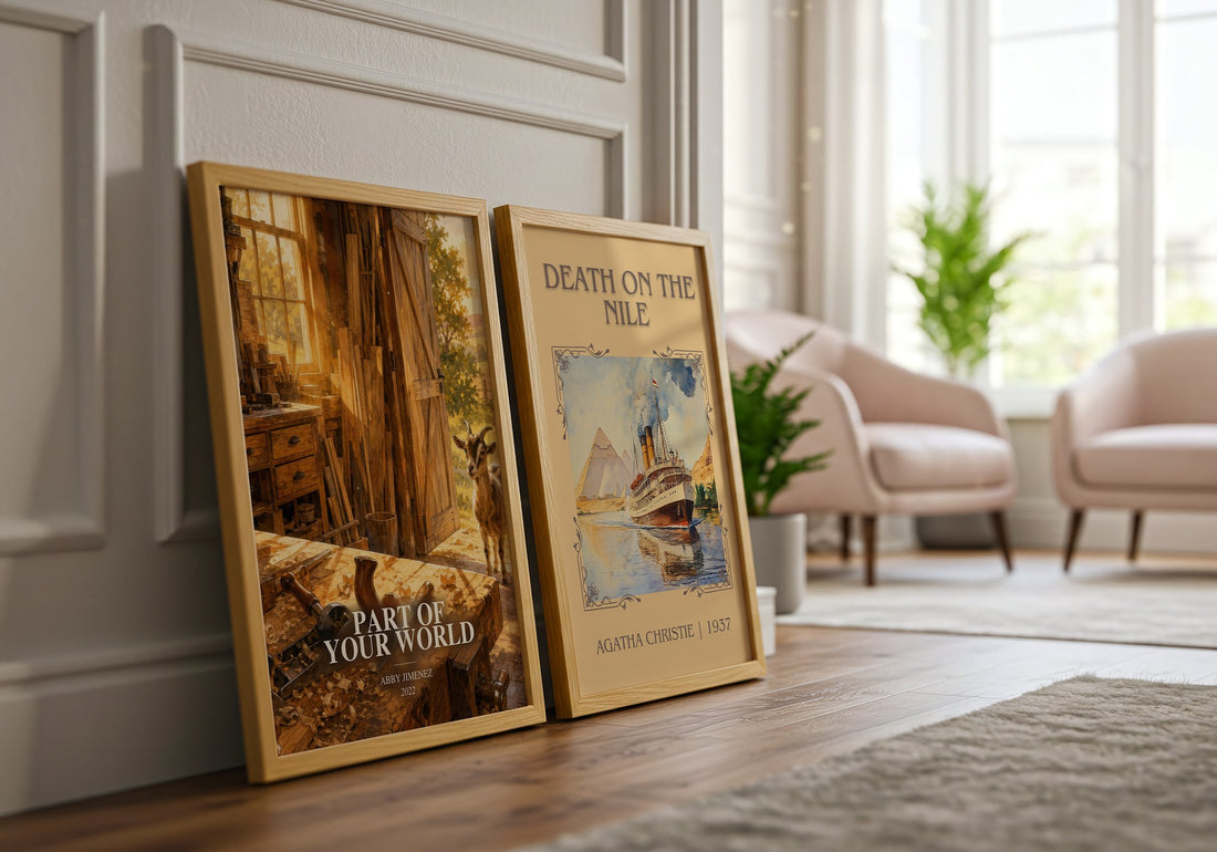 Part of Your World watercolour print framed by window – literary home decor
