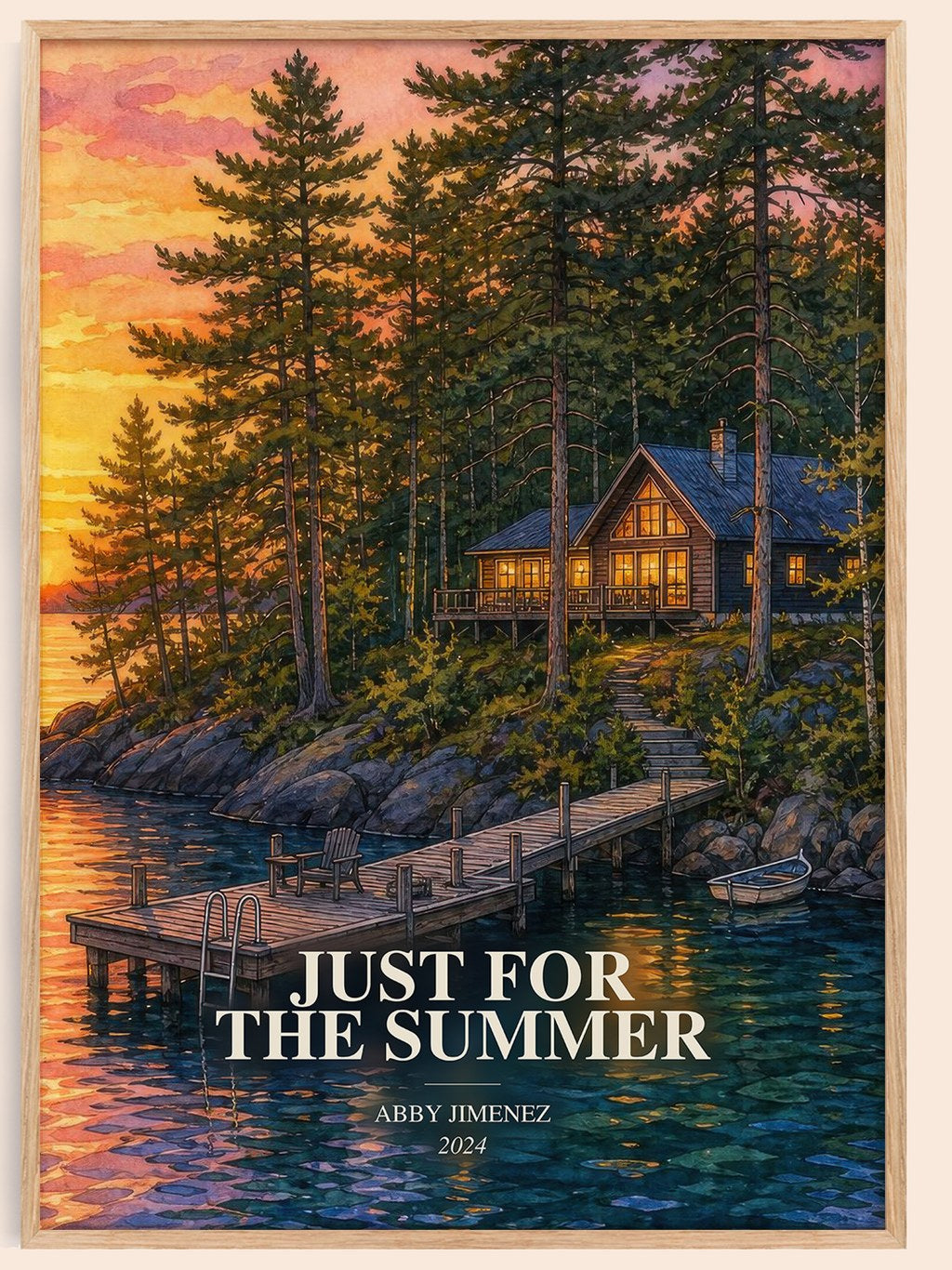Just for the Summer watercolour book poster by Abby Jimenez – framed literary art print