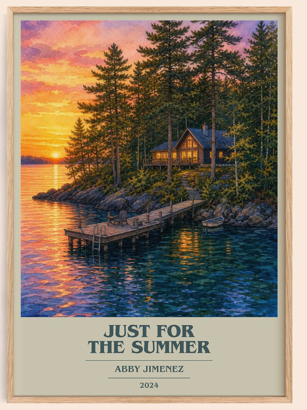Just for the Summer book cover book poster by Abby Jimenez – framed literary art print