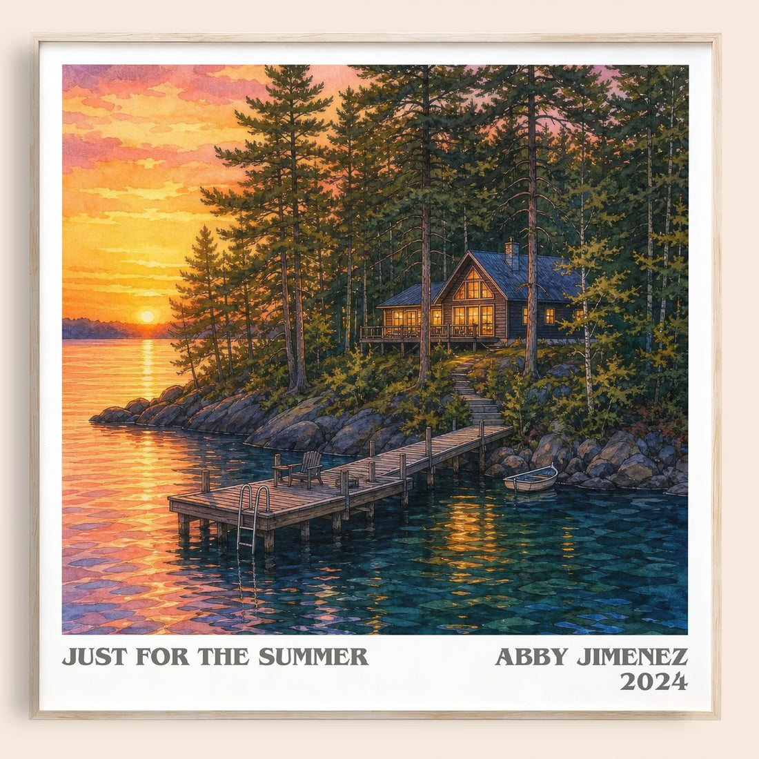 Just for the Summer literary book poster by Abby Jimenez – framed literary art print