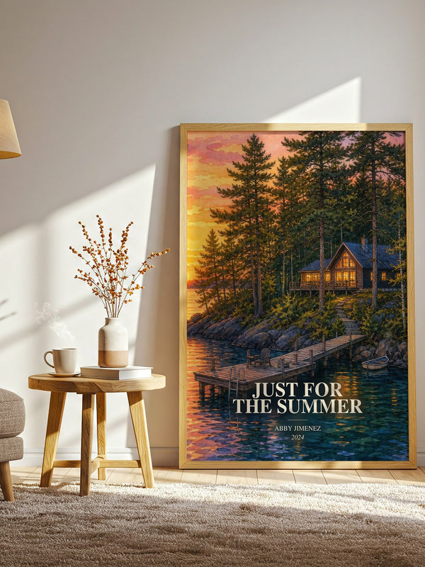 Just for the Summer watercolour print in frame leaning in hallway – romance wall art