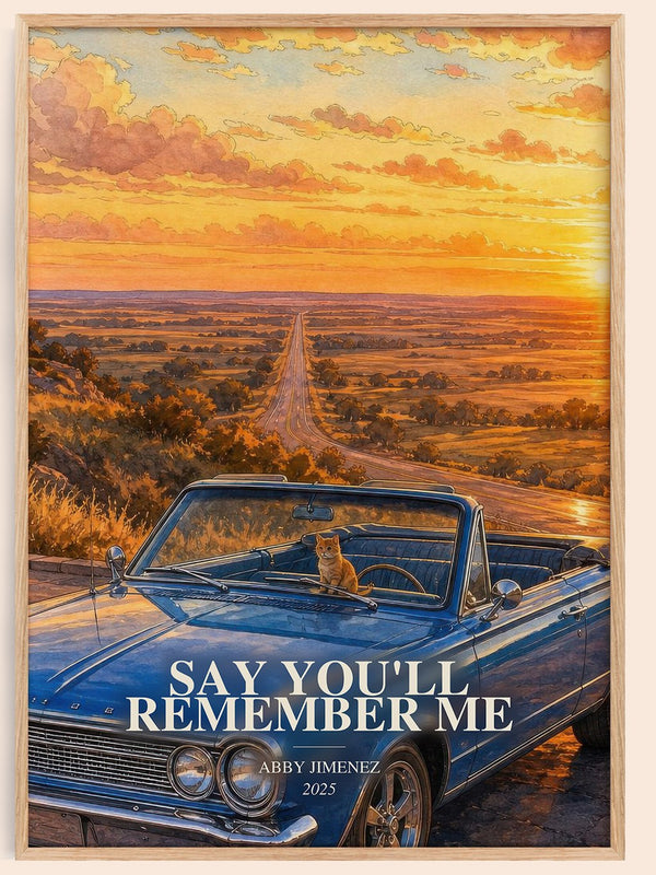 Say You'll Remember Me watercolour book poster by Abby Jimenez – framed literary art print