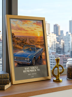 Say You'll Remember Me book cover print framed by window – literary home decor