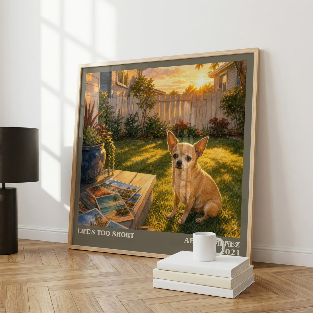 Life's Too Short literary print framed by window – literary home decor