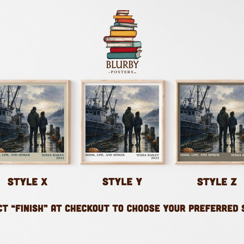 Hook, Line, and Sinker literary print in frame leaning in hallway – romance wall art