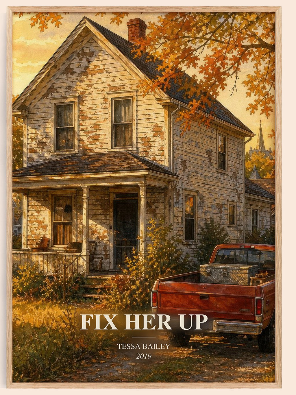 Fix Her Up watercolour book poster by Tessa Bailey – framed literary art print