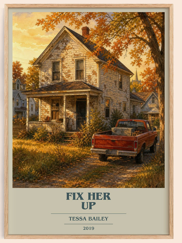 Fix Her Up book cover book poster by Tessa Bailey – framed literary art print