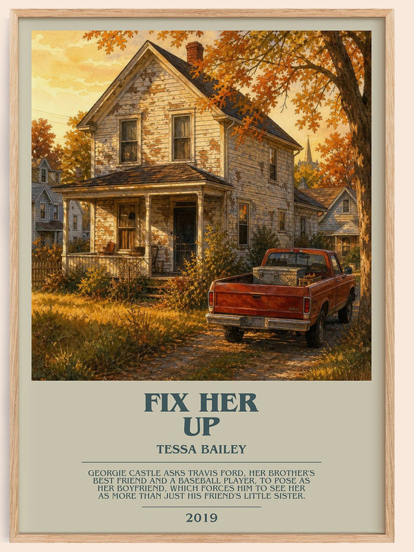 Fix Her Up bookish book poster by Tessa Bailey – framed literary art print