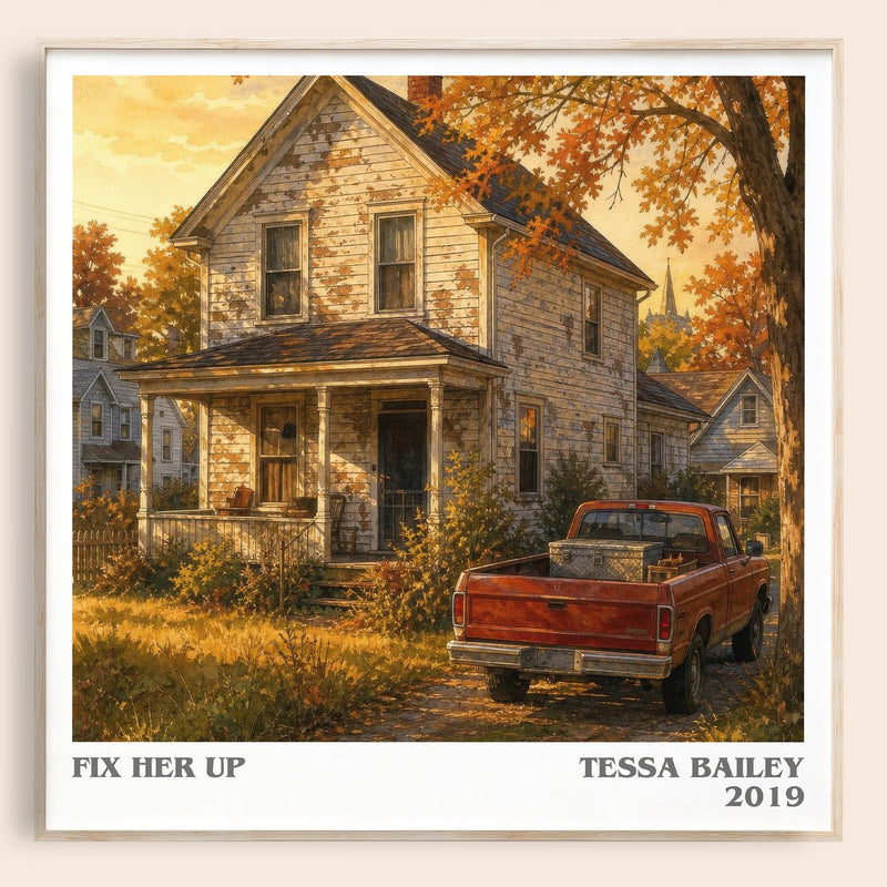 Fix Her Up literary book poster by Tessa Bailey – framed literary art print