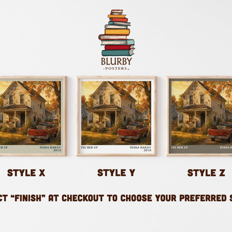 Fix Her Up literary print in frame leaning in hallway – romance wall art